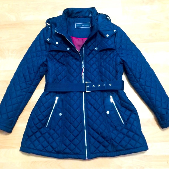 Tommy Hilfiger Navy Blue Hooded Winter Coat - Picture 1 of 16